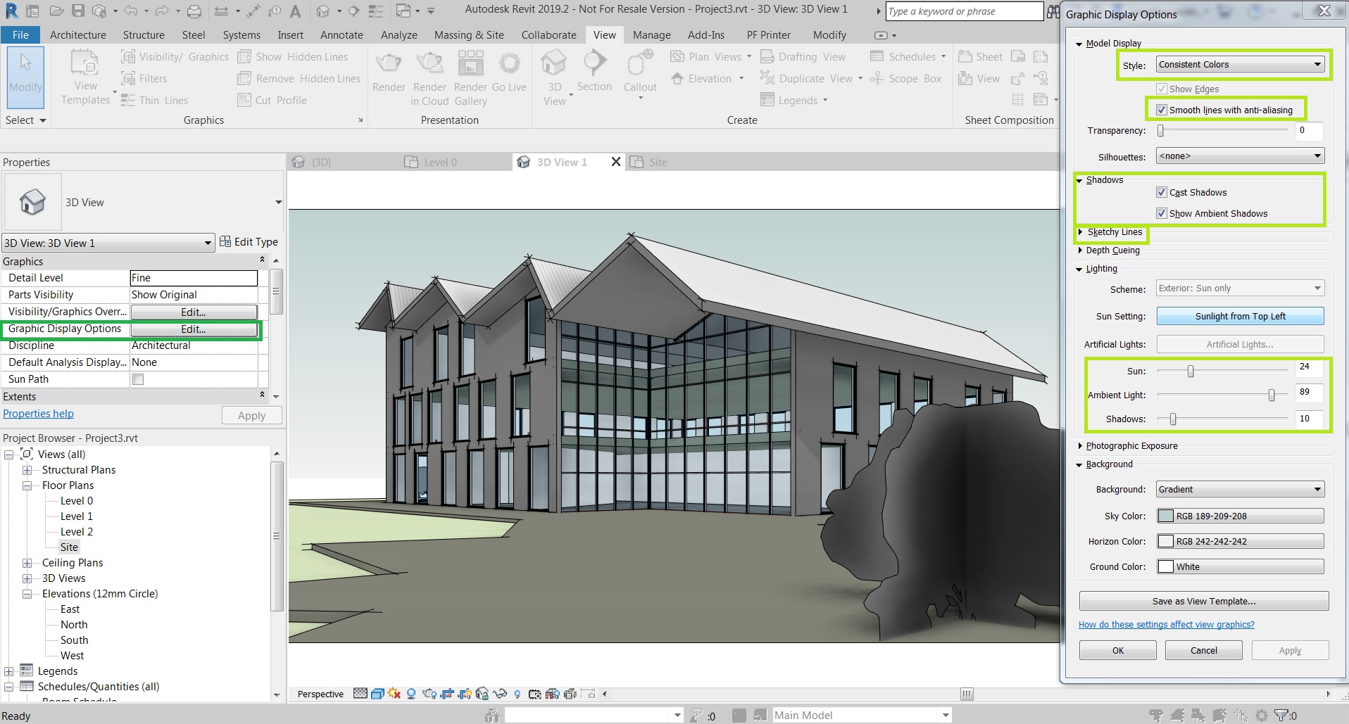 graphic display options revit 2024
